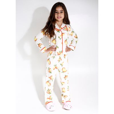 Pijama Limao Mini Infantil Longo com Vivo Branco