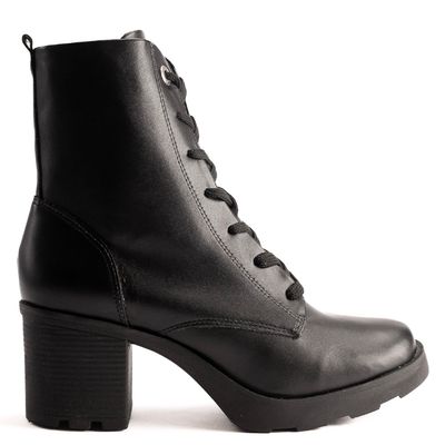 Coturno Feminino Cano Medio Sola Tratorada Salto Bloco Chicago Preto