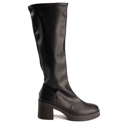 Bota Feminina Cano Alto Plataforma Napa Strech Montreal Preto