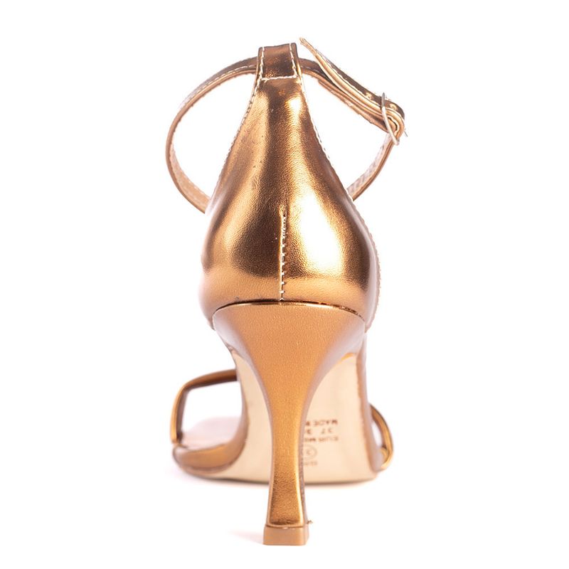 Sandalia Feminina Minimalista Salto Alto Pulseira Kate Bronze