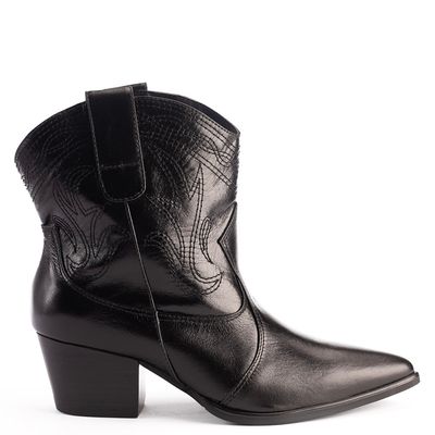 Bota Western Feminina Couro Cano Baixo Aurora  Preto