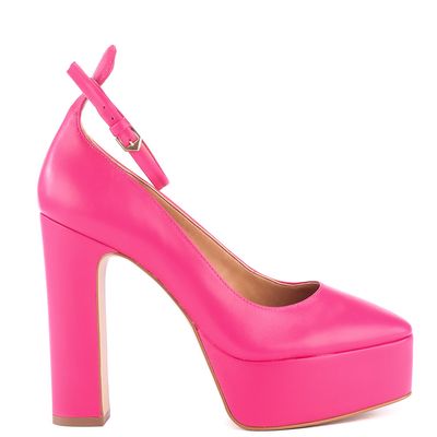 Scarpin Feminino Meia Pata Alta com Pulseira Tornozelo Alaia Pink