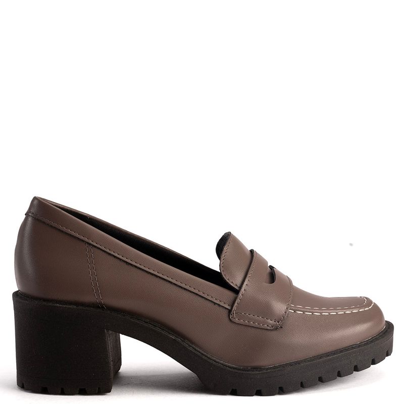Mocassim Feminino Sola Tratorada Salto Bloco Montreal Cinza Mocassim Feminino Sola Tratorada Salto Bloco Montreal Cinza