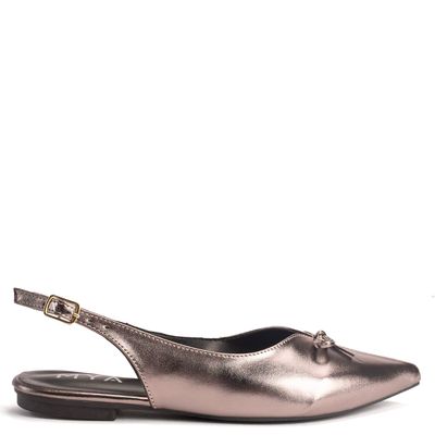 Sapatilha Feminina Slingback Fenda e Laco Bia Prata Velho