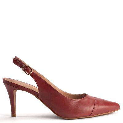 Scarpin Slingback Feminino Couro Bico Fino Chiara Vinho