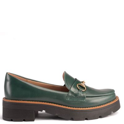 Mocassim Feminino Couro Sola Tratorada Jordan Verde