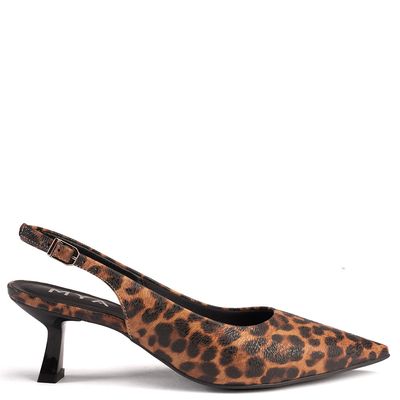 Scarpin Feminino Salto Fino Traseiro Aberto Piper Caramelo